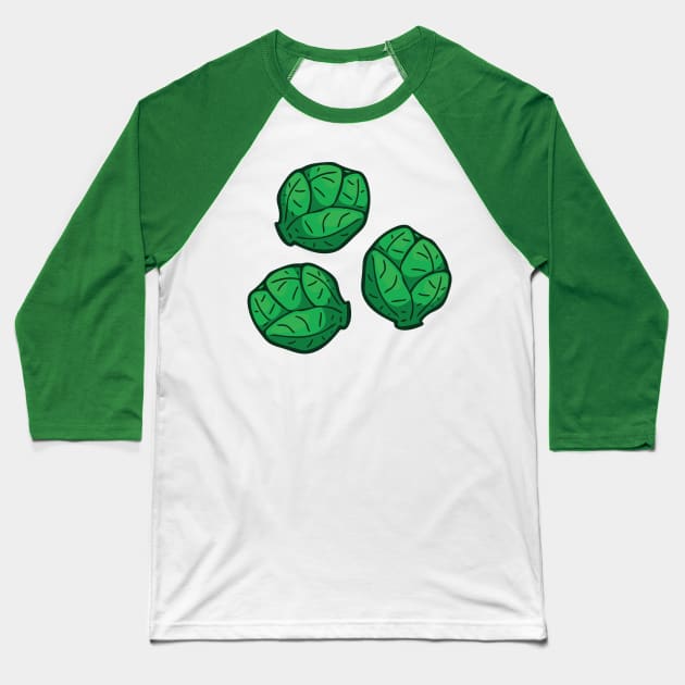 Green Brussel Sprouts Baseball T-Shirt by deancoledesign